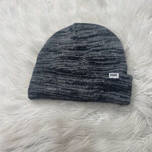 PINK Black and Gray Knit Beanie